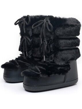 Cozy Furry Faux Fur Winter Boots for Women | Fluffy Mid-Calf Snow Booties